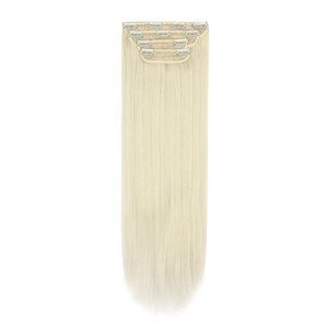 26" Straight Long Clip-in Extensions White Blonde